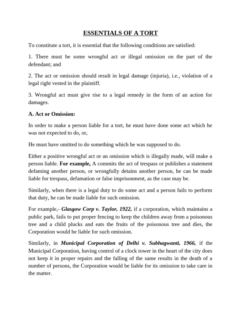 Key Elements of Tort Law Explained | PDF | Tort | Damages
