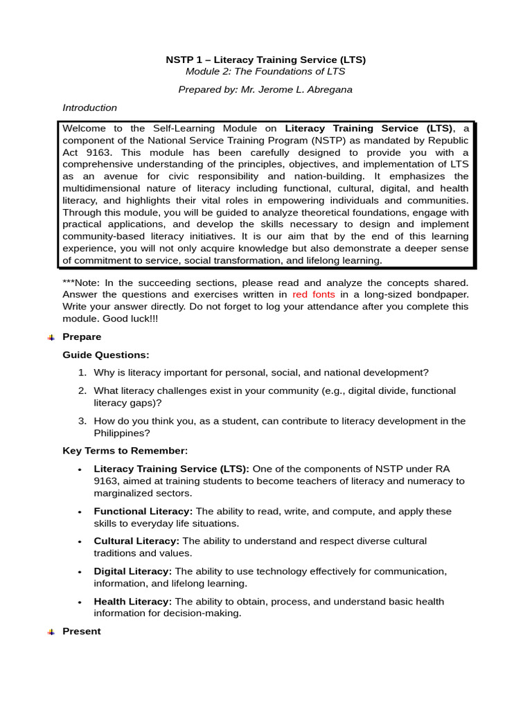 Foundations of Literacy Training Service | PDF | Literacy | Learning