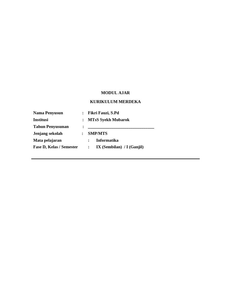 Modul Ajar Informatika SMP Kurikulum Merdeka | PDF