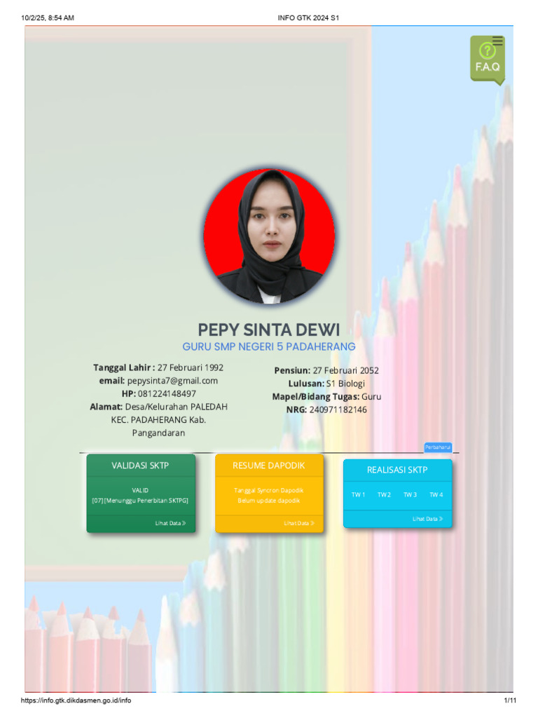 Profil Guru PEPY SINTA DEWI SMPN 5 | PDF