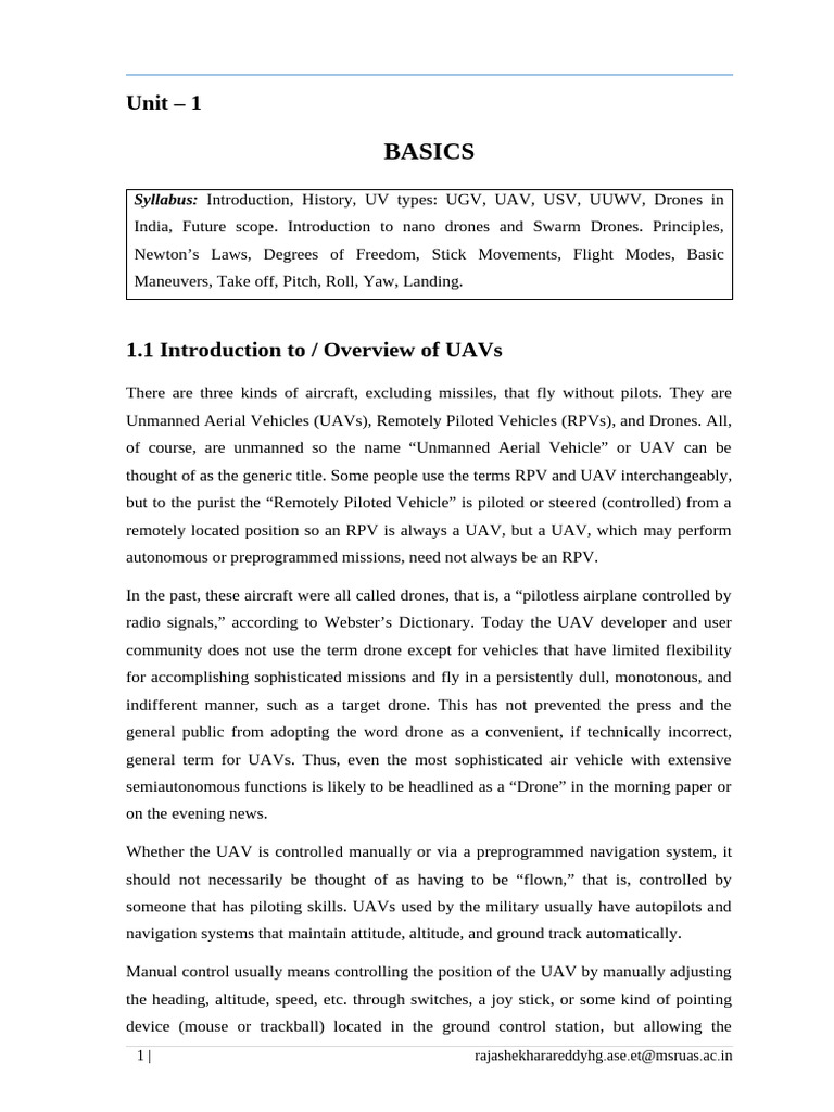 Introduction to UAVs and Drones | PDF | Unmanned Aerial Vehicle ...