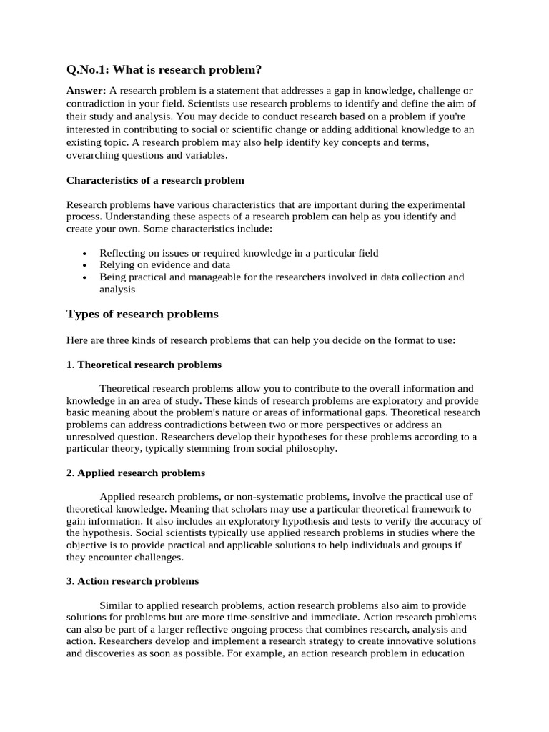 Understanding Research Problems and Populations | PDF | Sampling ...