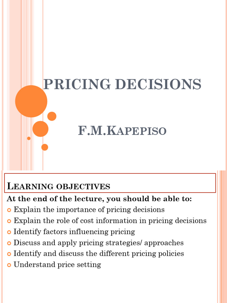 Key Factors in Pricing Decisions | PDF | Pricing | Demand