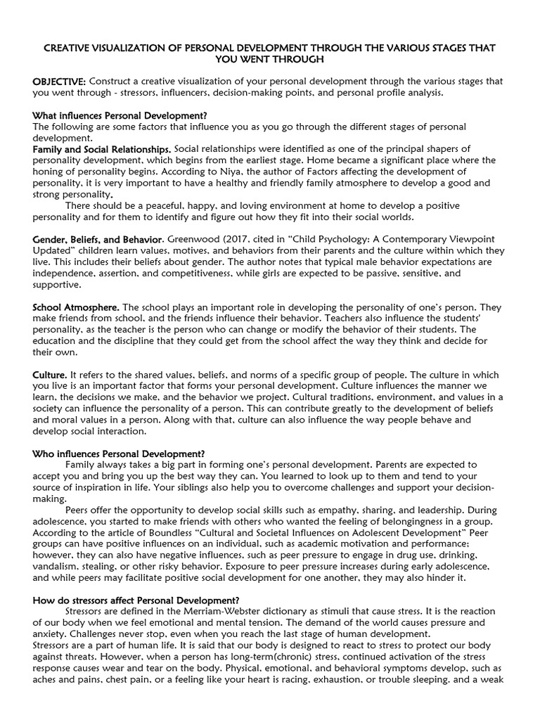 Personal Development Stages Explained | PDF | Adolescence | Stress ...