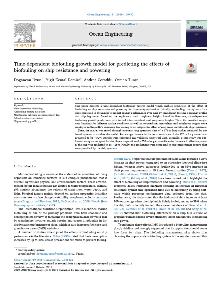 Biofouling Impact on Ship Resistance | PDF | Surface Roughness | Wetting
