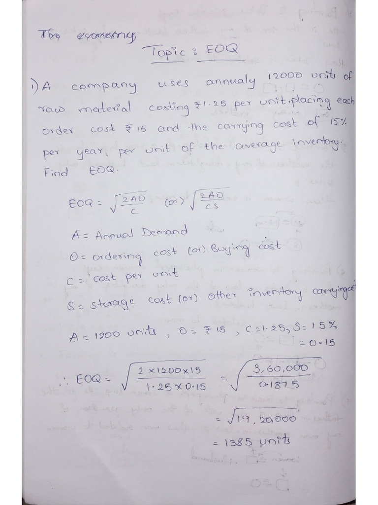 EOQ Problems | PDF