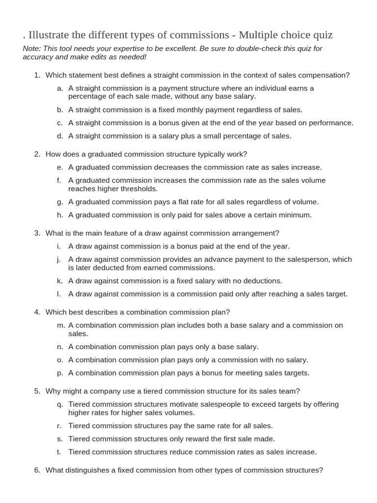 Types of Sales Commission Explained | PDF | Salary | Sales