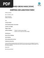 VGM Declaration Form Template | PDF