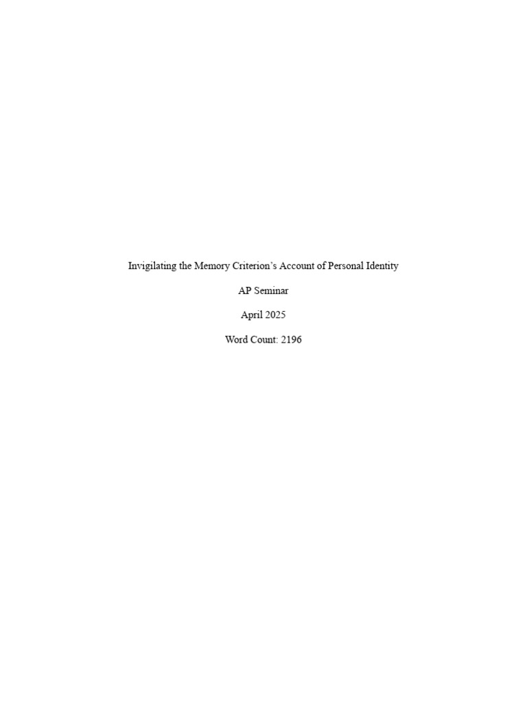 Memory and Personal Identity Explained | PDF | Memory | Hippocampus