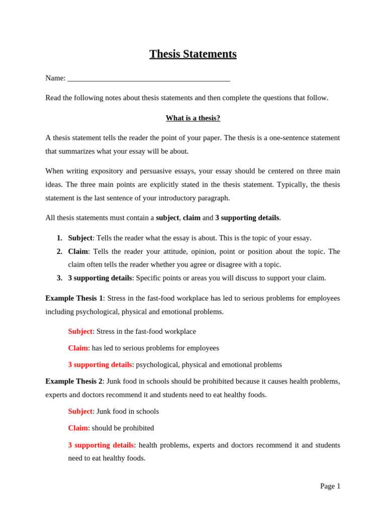 Understanding Thesis Statements Guide | PDF | Essays | Thesis