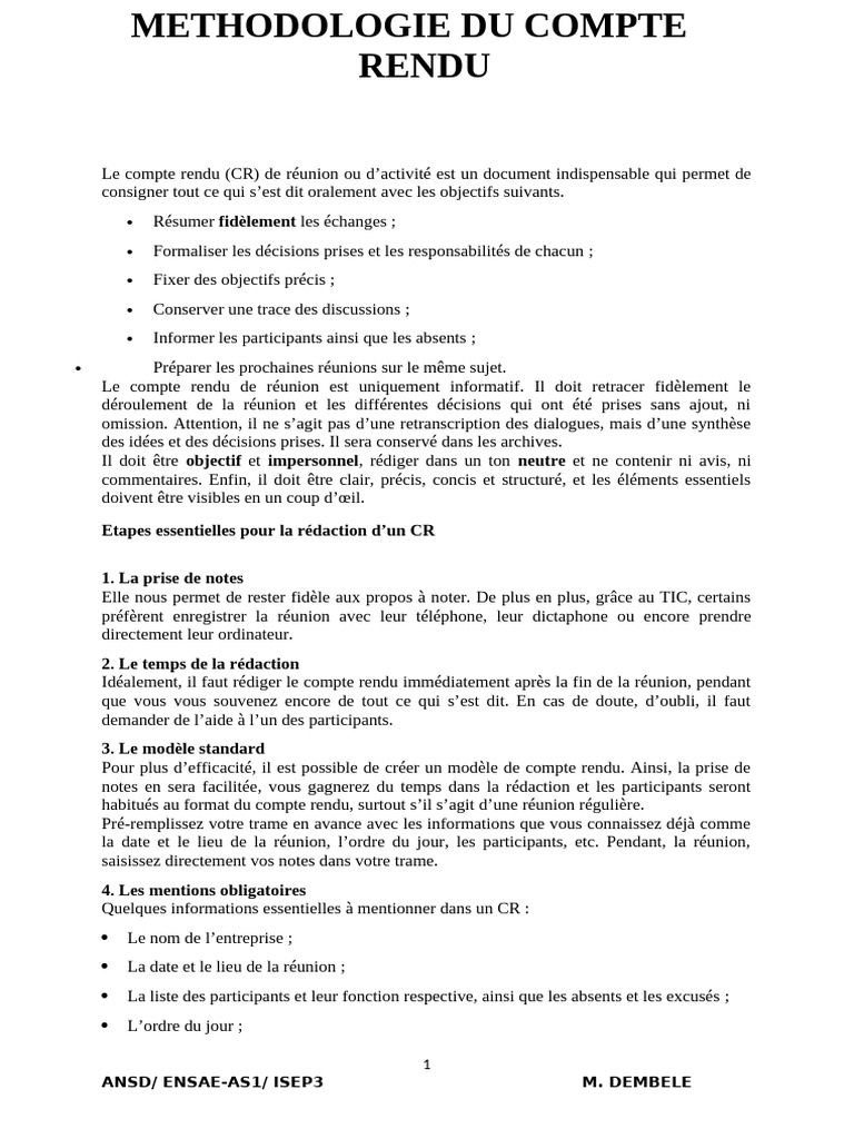 Rédaction efficace d'un compte rendu | PDF