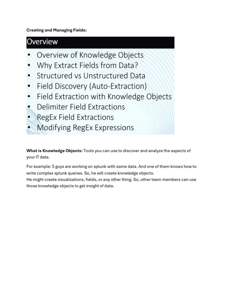 Splunk Part 5 Creating and Managing Fields | PDF