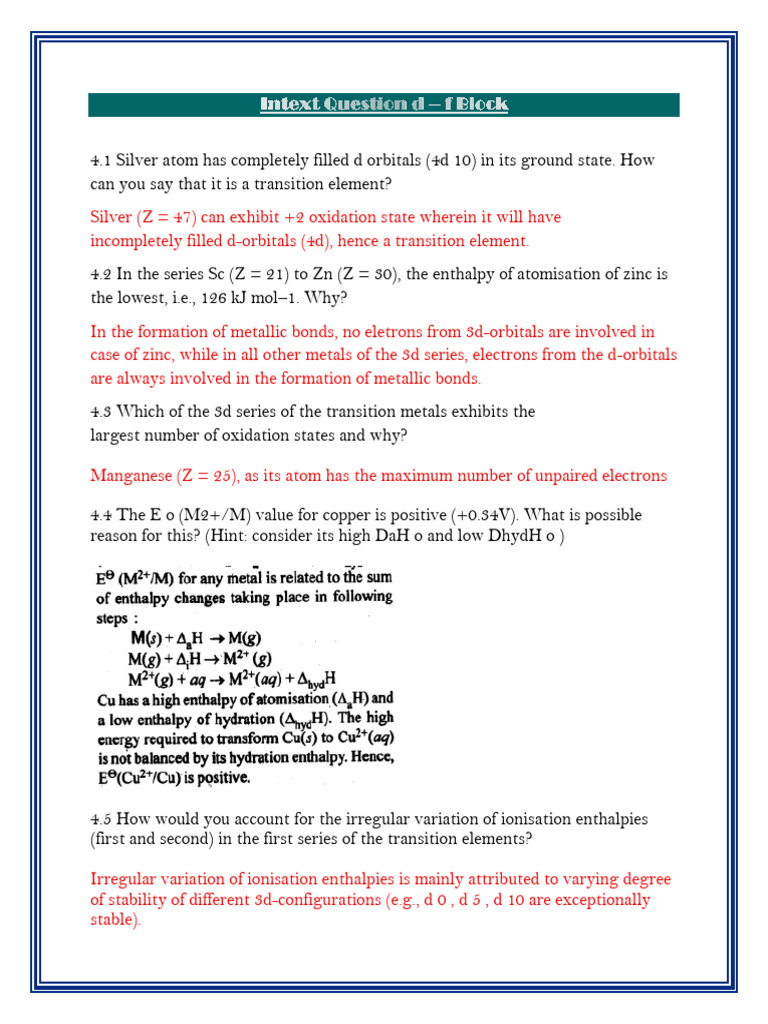 Intext Question D | PDF