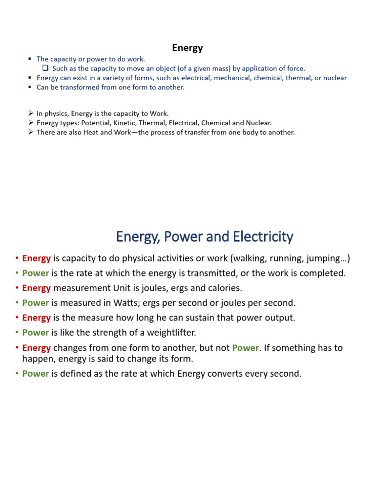 Understanding Energy and Power Types | PDF | Power (Physics) | Fuels