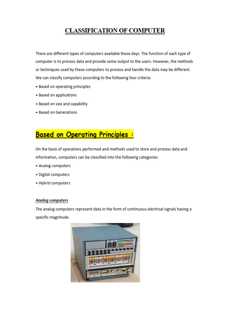 Classification of Comp | PDF | Mainframe Computer | Microcomputers
