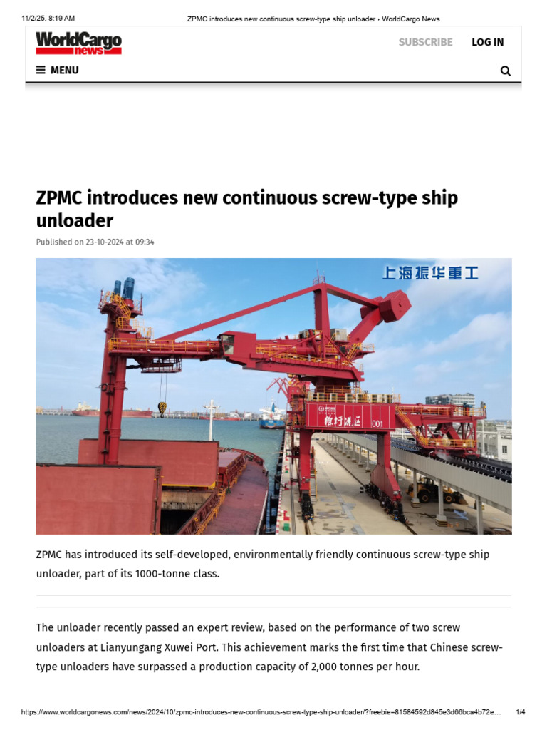 ZPMC Launches Eco-Friendly Ship Unloader | PDF | Ships