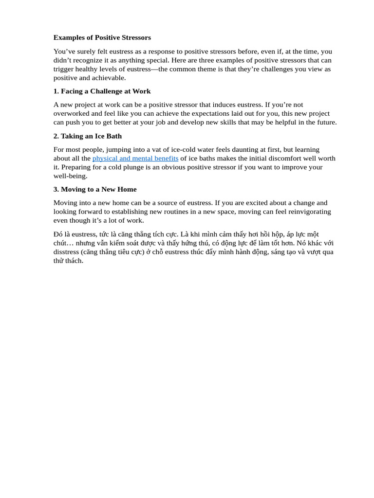 Examples of Eustress in Daily Life | PDF