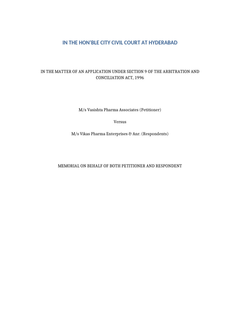 Simulation Exercise Memorial | PDF | Arbitration | Trade Secret