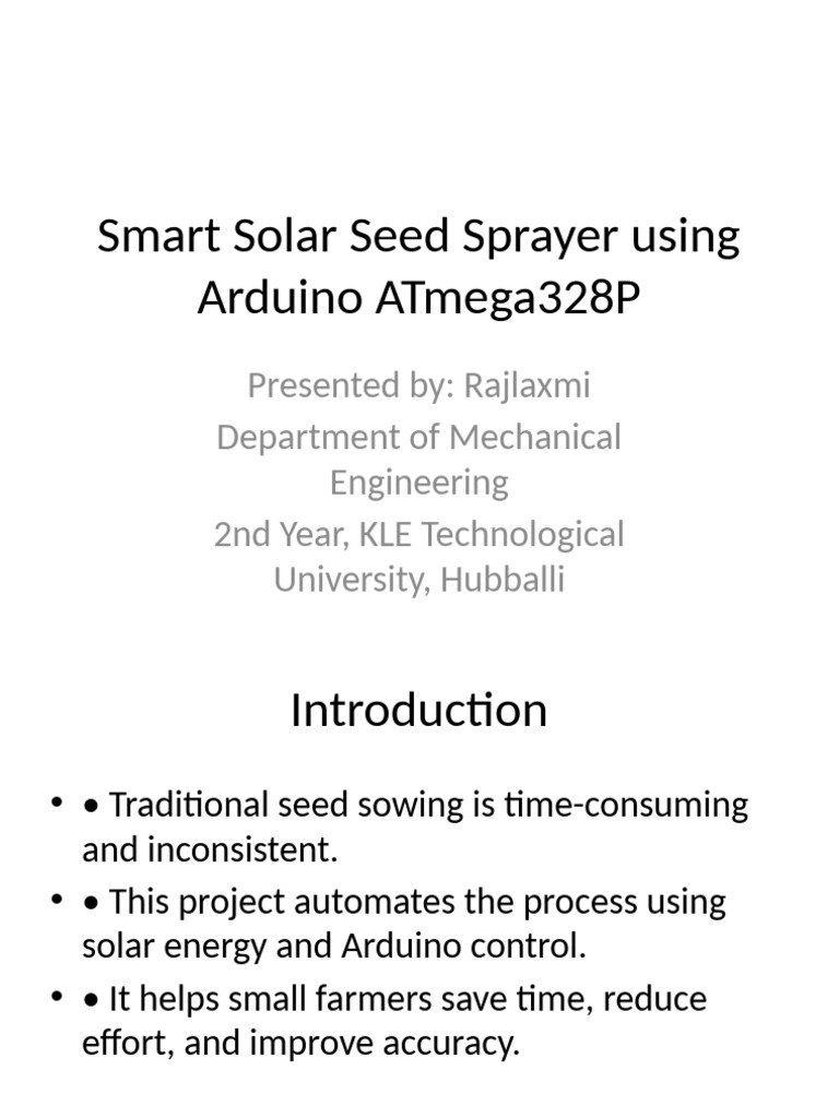 Smart Solar Seed Sprayer Presentation | PDF