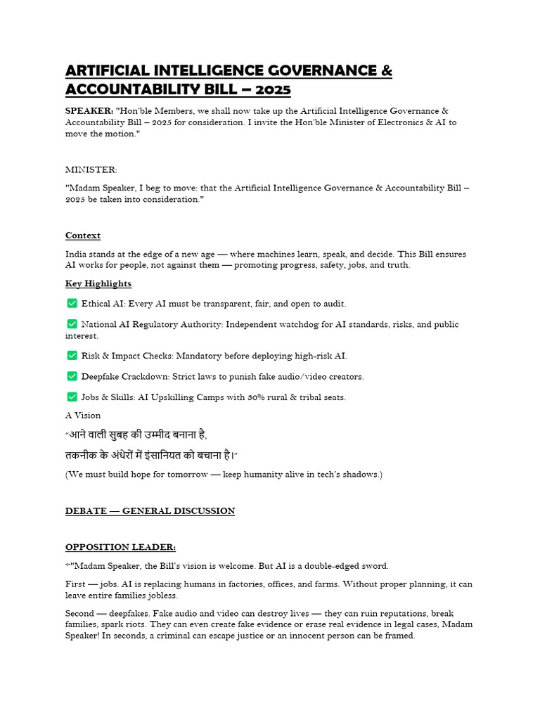 AI Governance & Accountability Bill 2025 | PDF | Artificial ...