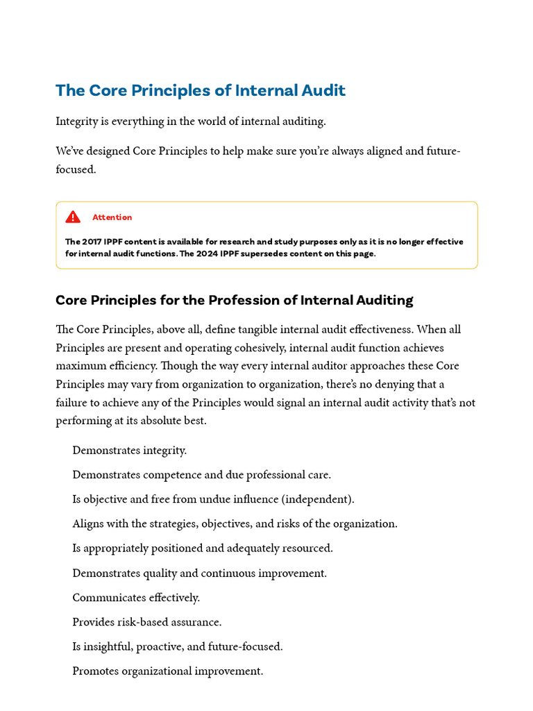 The Core Principles of Internal Audit _ The IIA | PDF | Internal Audit ...