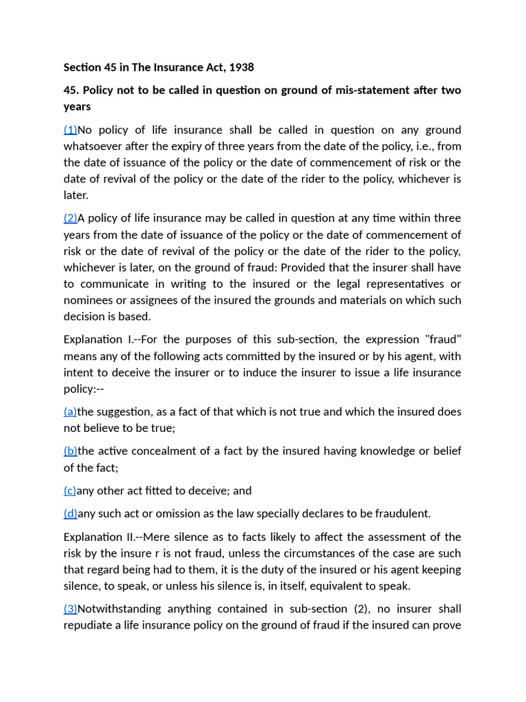 Section 45: Life Insurance Policy Rules | PDF | Insurance | Life Insurance