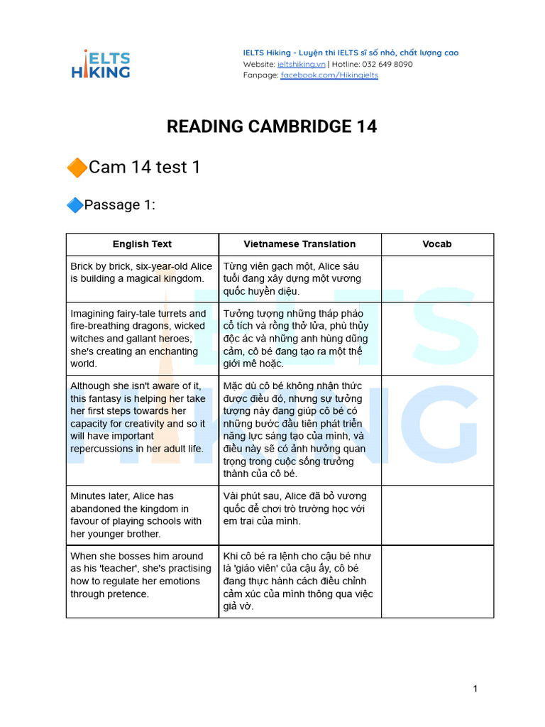 Ielts Hiking - c14 - Ielts Reading Test Correction | PDF