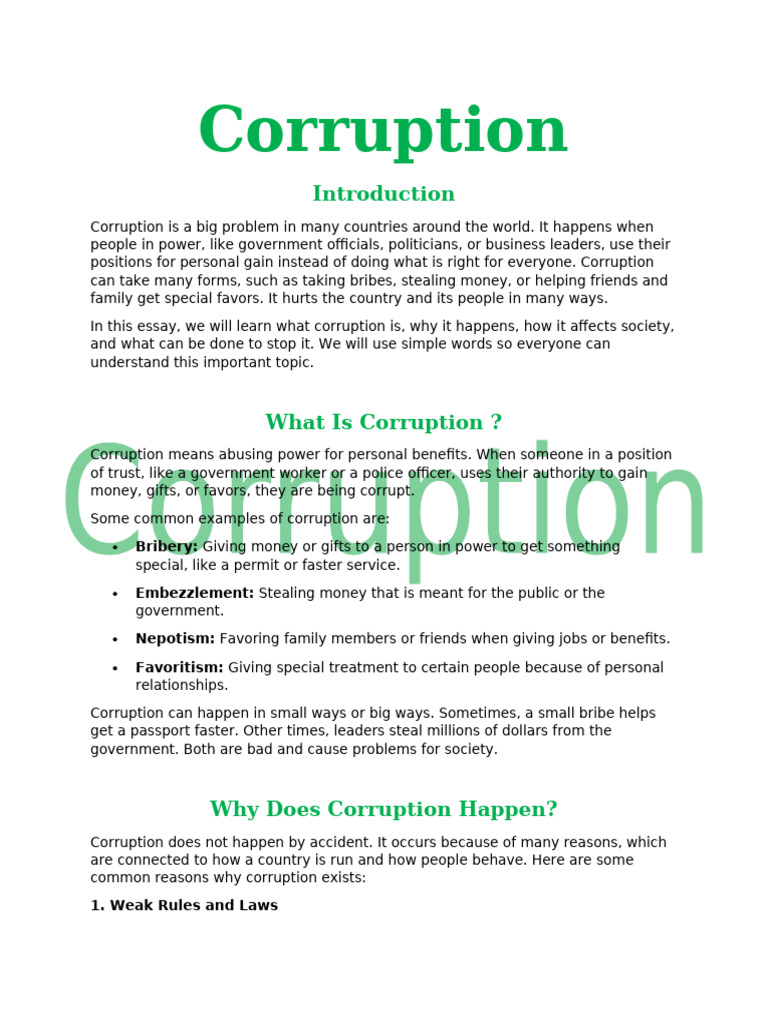 Understanding Corruption: Causes and Effects | PDF | Corruption ...