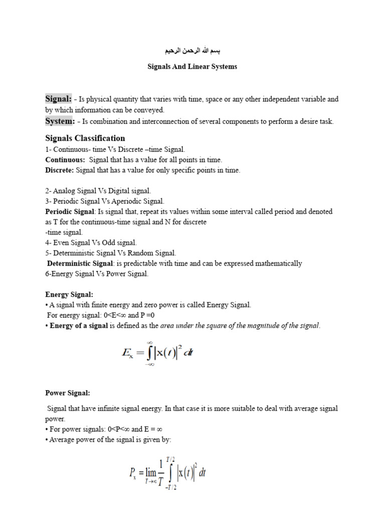 Signals and Systems Overview Guide | PDF | Applied Mathematics ...