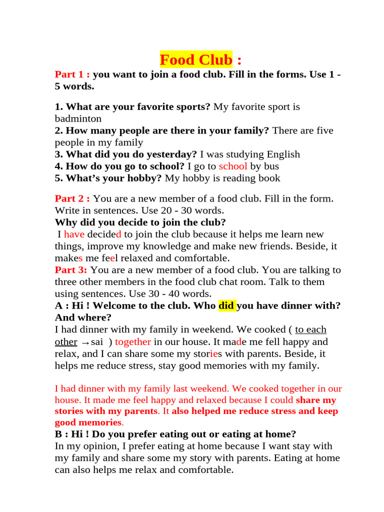 Food Club Membership Application Guide | PDF
