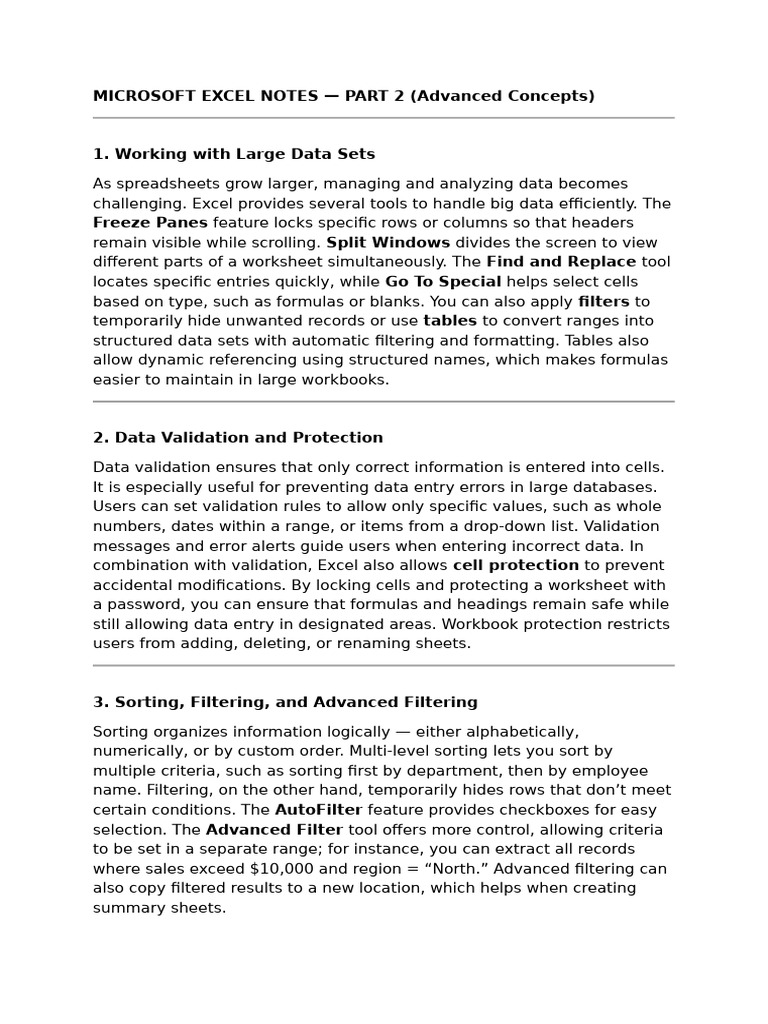 Microsoft Excel Notes Part-2 | PDF | Microsoft Excel | Spreadsheet