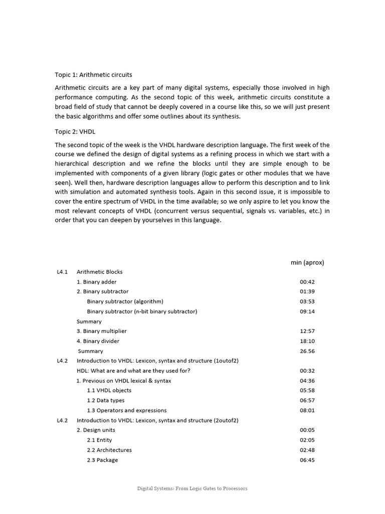 Contents-Week-4 en | PDF | Vhdl | Hardware Description Language