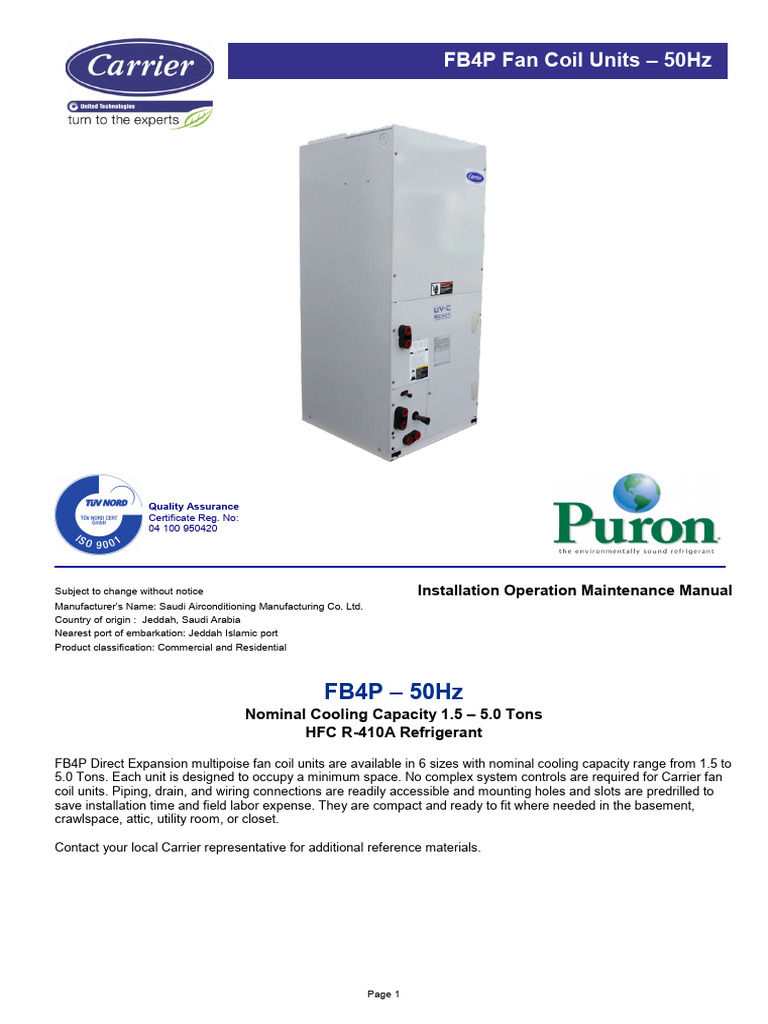 FB4P IOM 50Hz_tcm478-51431 | PDF | Duct (Flow) | Air Conditioning