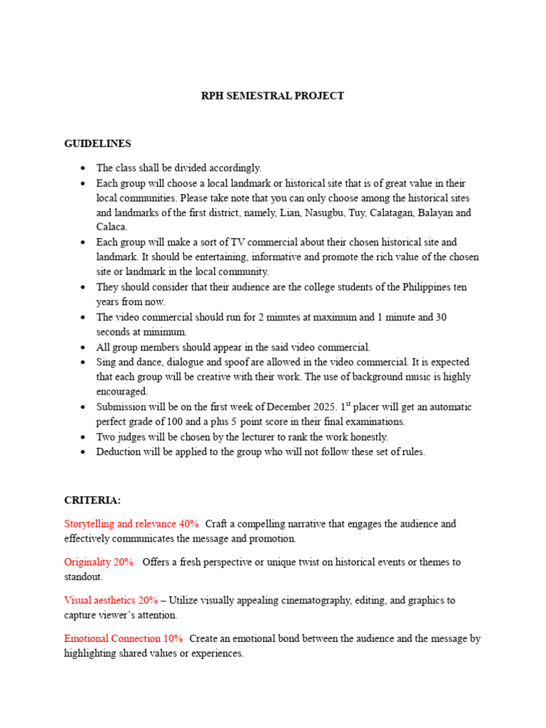 RPH Semestral Project | PDF