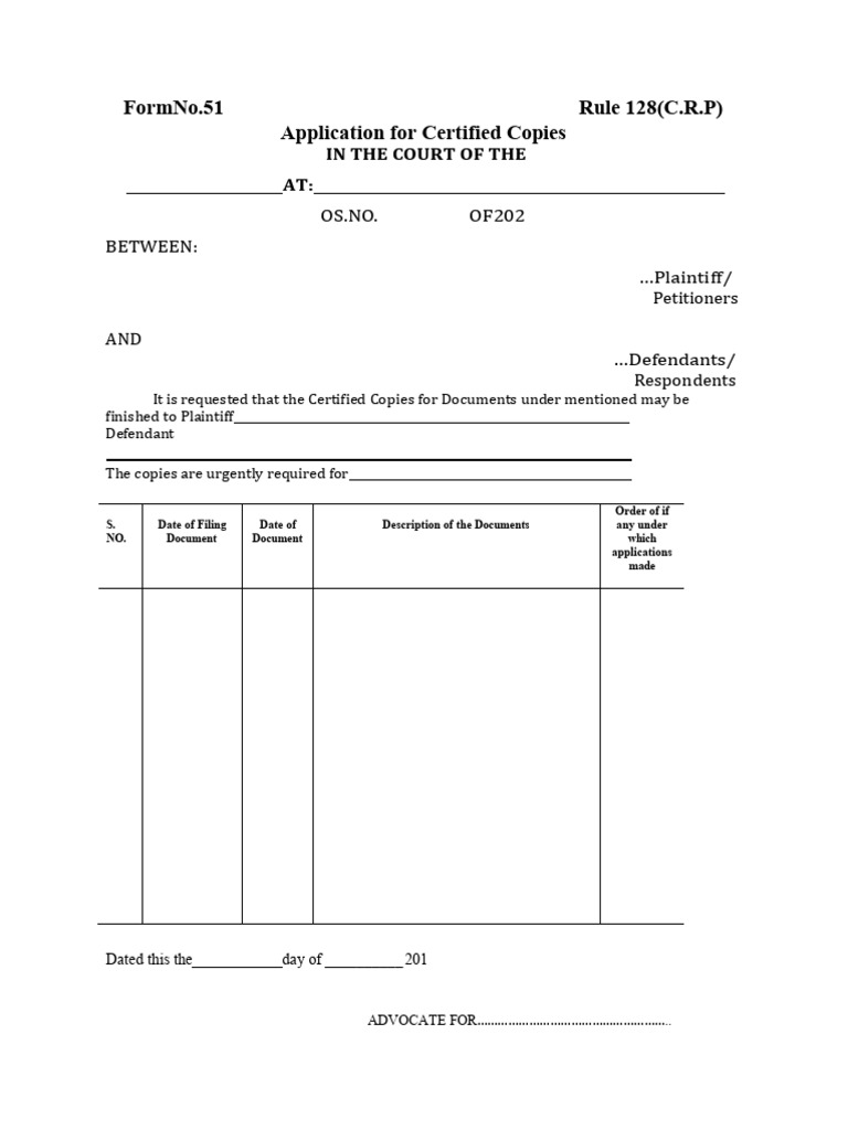 Application for Certified Court Copies | PDF