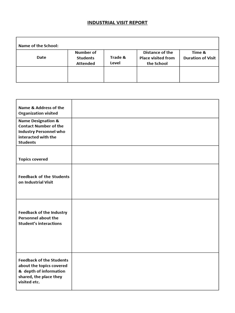 Industrial Visit Report Template | PDF