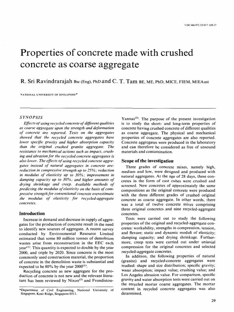 Properties of Concrete Made With Crushed Concrete as Coarse Aggregate ...