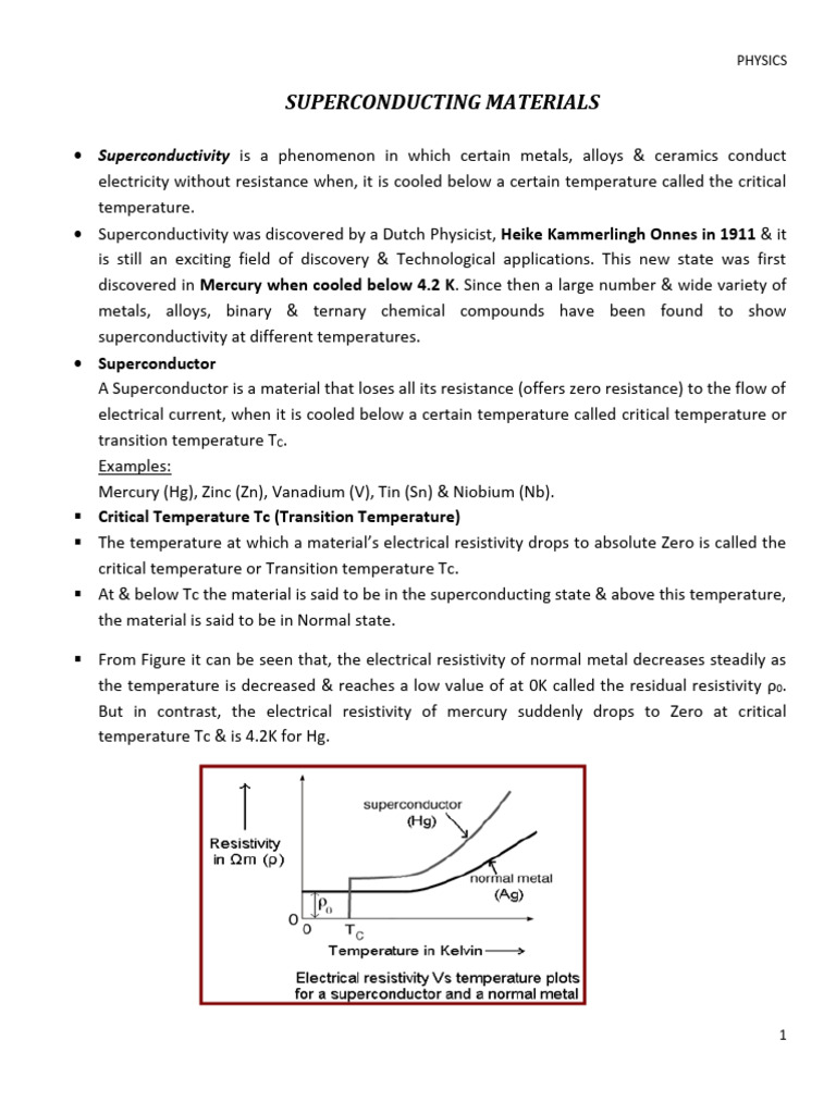 Superconducting Materials Overview | PDF | Superconductivity | High ...