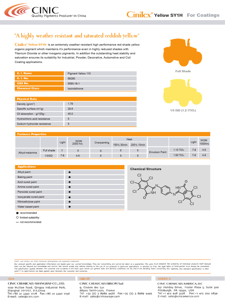 High-Performance Yellow SY1H Pigment | PDF | Paint | Titanium Dioxide