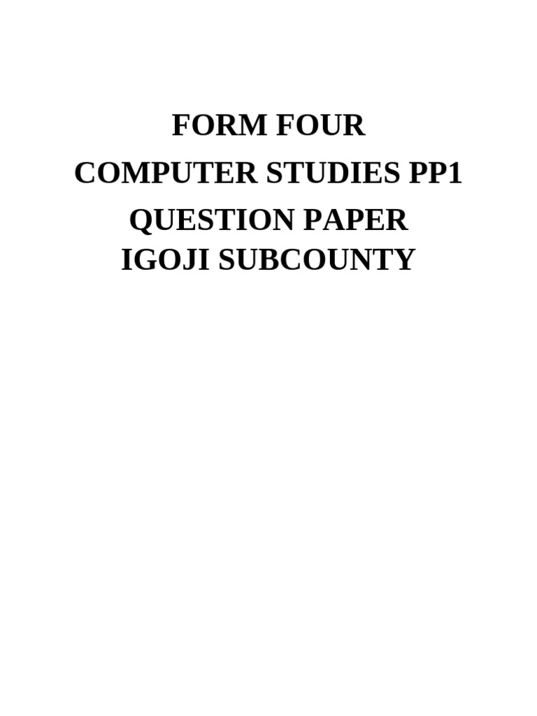 Form 4 Computer Studies Ppi Eot 2 Qs | PDF | System | Operating System