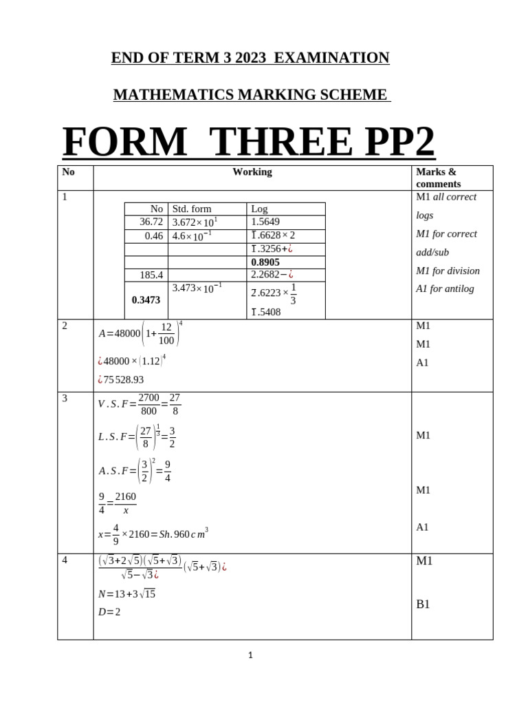 Form 3 Maths Ms Pp2 t3 2023 | PDF | Triangle Geometry | Trigonometry