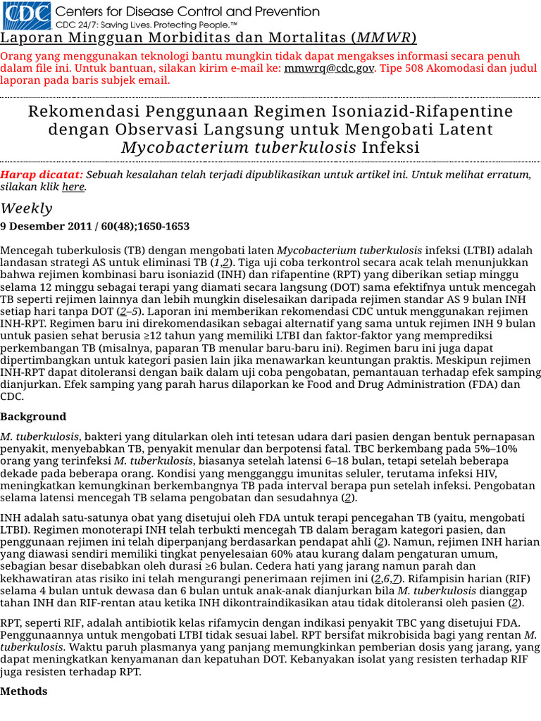 Rekomendasi Terapi INH-RPT untuk LTBI | PDF