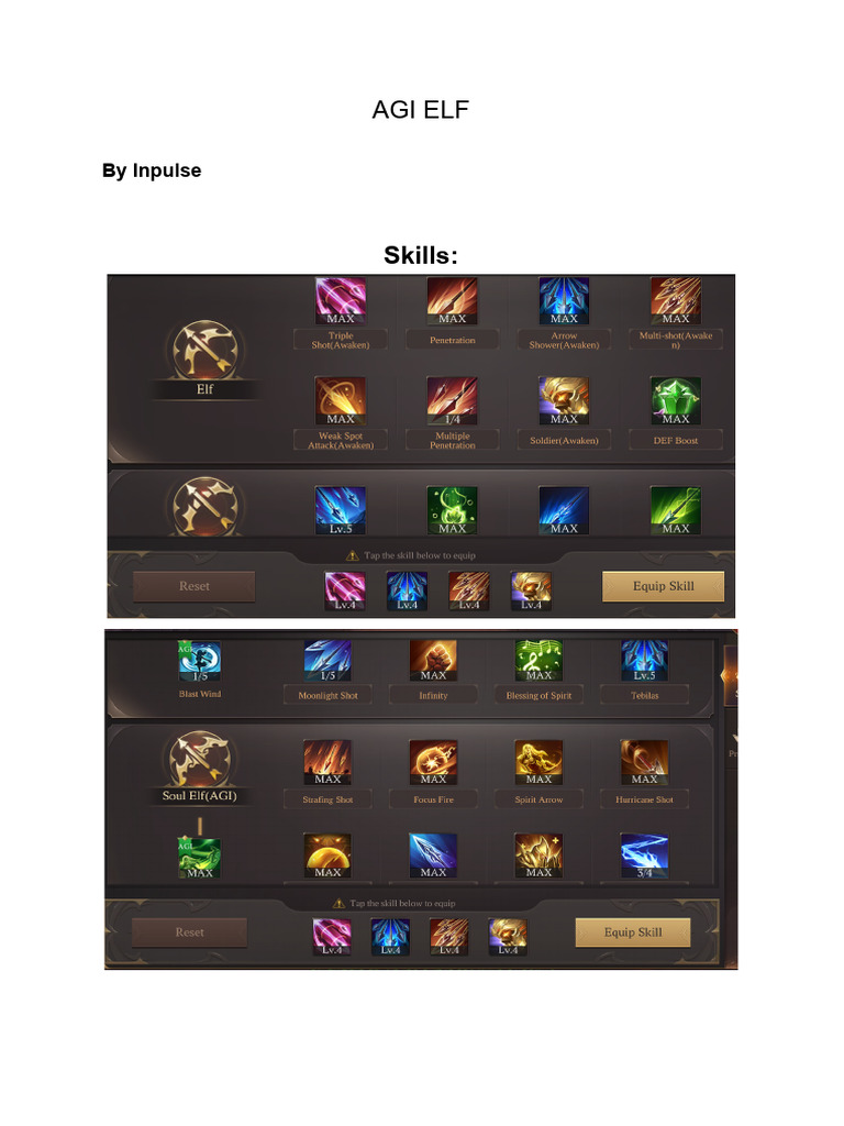AGI ELF Skill and Stat Guide | PDF