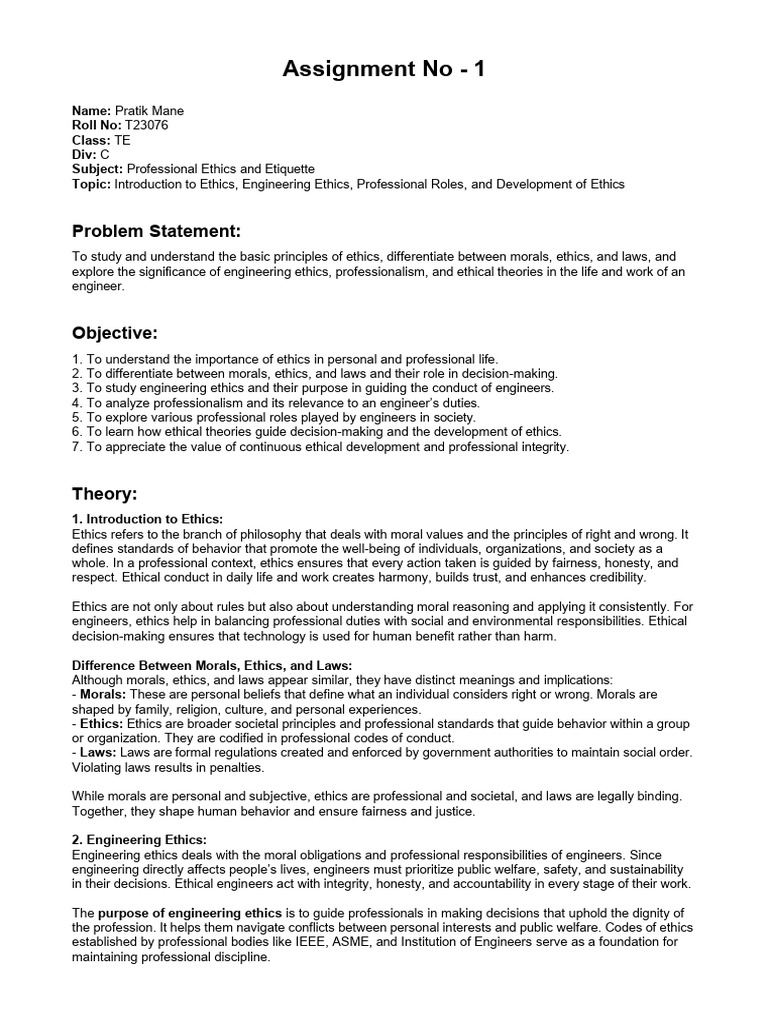 Engineering Ethics and Professionalism Guide | PDF | Morality | Integrity