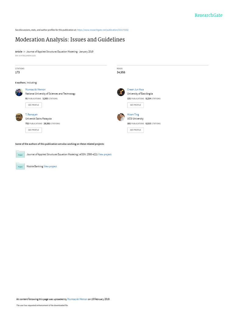 JASEM 31Memonetal.2019 Moderation2 | PDF | Structural Equation Modeling ...