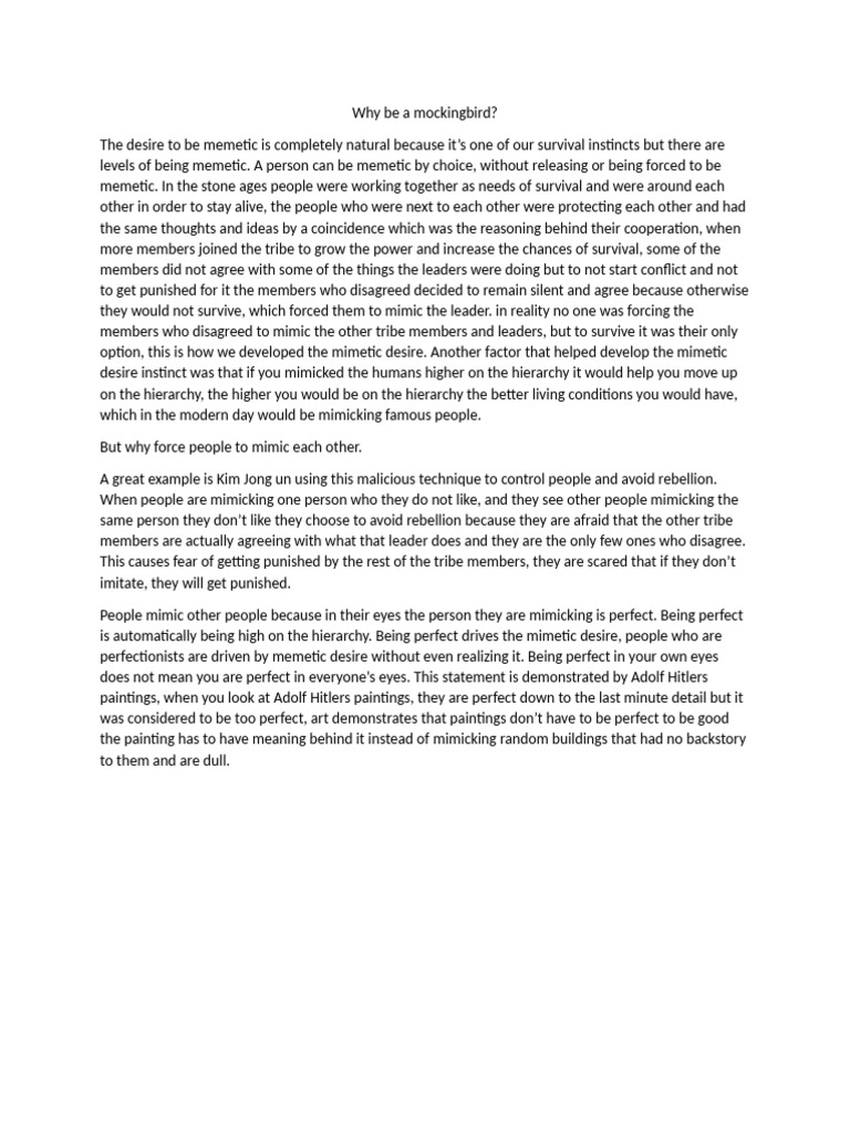 Understanding Mimetic Desire Dynamics | PDF | Mimicry