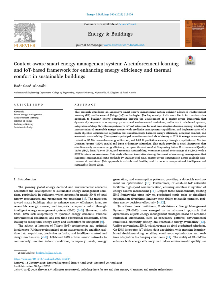 Smart Energy Management with IoT & RL | PDF | Internet Of Things ...