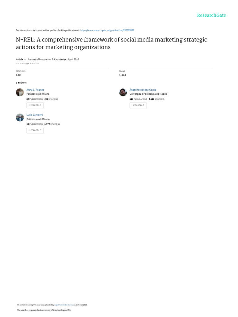 N-REL: A Comprehensive Framework of Social Media Marketing Strategic ...