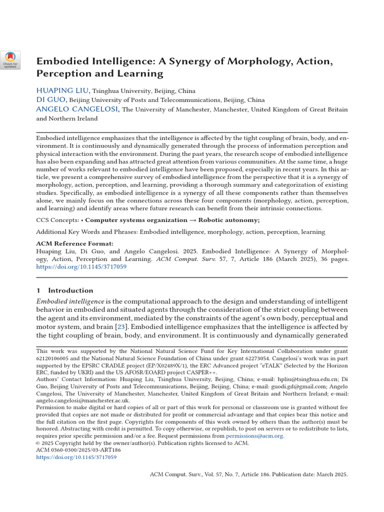 Embodied Intelligence: Morphology & Learning | PDF | Embodied Cognition ...