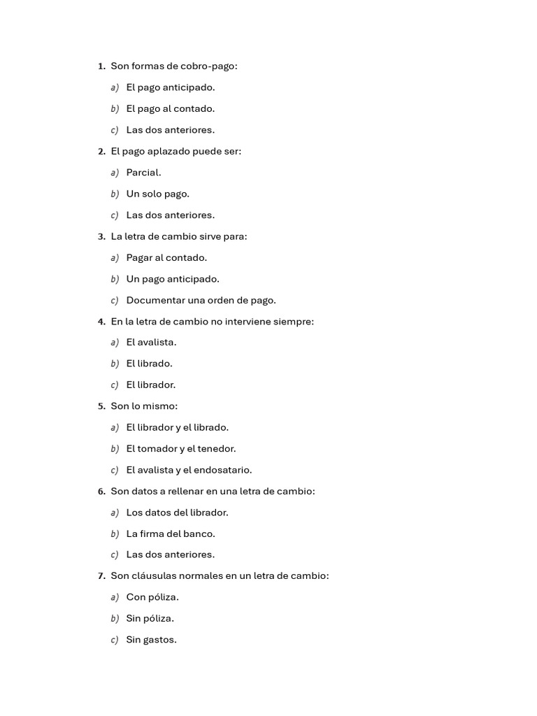 Formas y Documentos de Pago en Finanzas | PDF